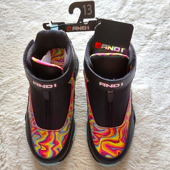 🌺 NWT Kids And1  Zip-up Hi Top Sneakers With Strap - Picture 1 of 8